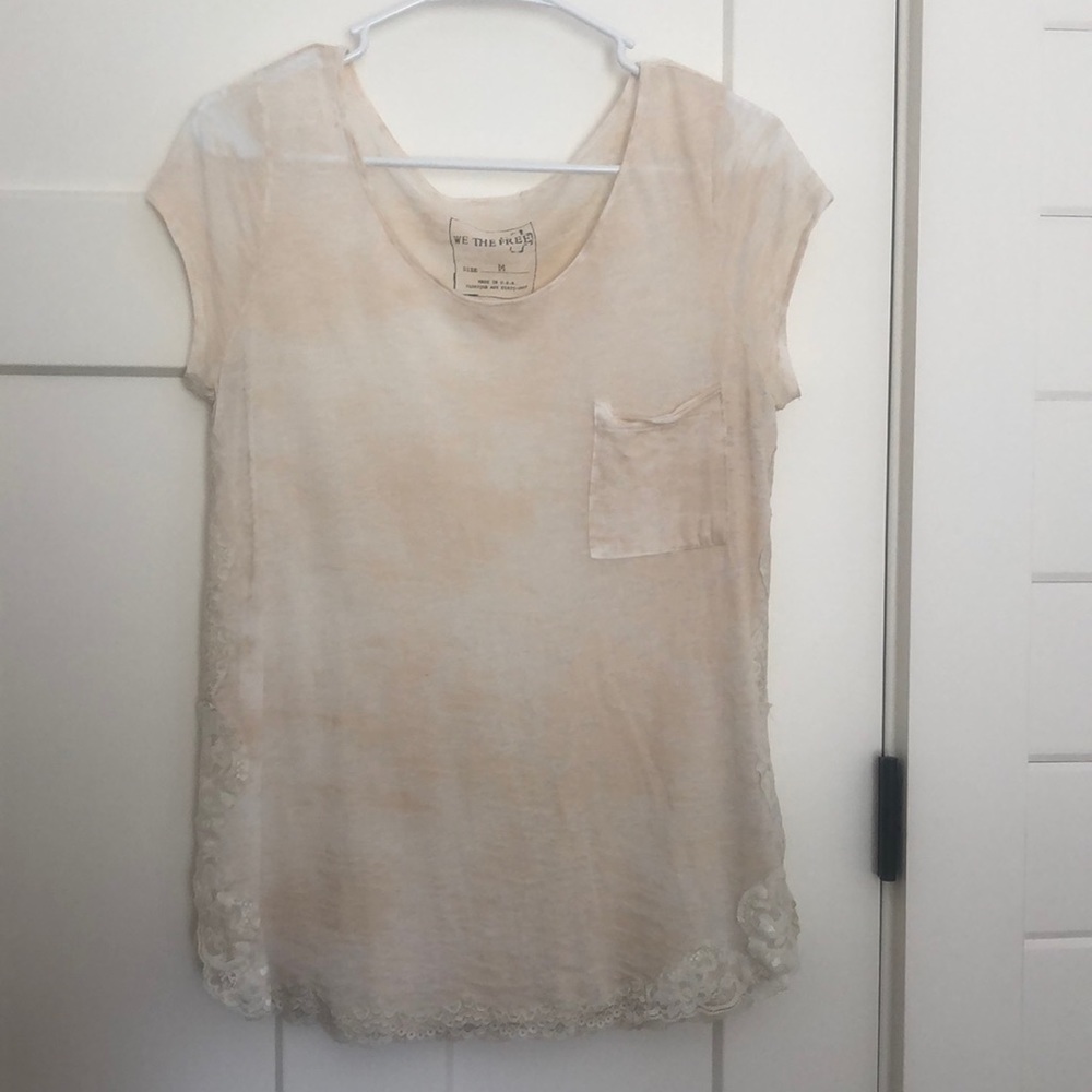 Free People burnout tee with lace detail